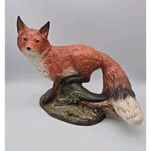 Vintage Large Ceramic Fox Hand Painted Very Detailed Exceptionally Done